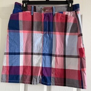 EUC Croft & Barrow Plaid Pink Blue Purple Stretch Cotton Skirt Size 6 Preppy